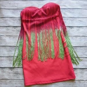 Rare London Dip Dye Fringe Mini Dress